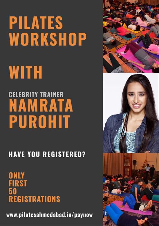 Ahmedabad!! Have you registered yet? 💃🏻

A fun #Pilates workshop with the #OriginalPilatesGirl & #CelebrityTrainer - NamrataPurohit at the YMCA Club between 4pm - 6pm on the 29th of September’18. 

Get your tickets NOW - http://pilatesahmedabad.in/paynow/

Hoping to see you all soon. 
Let’s #TrainSmart 😁💪🏼

Contact us for queries on: 9099433422/07940040991
www.pilatesaltitude.com