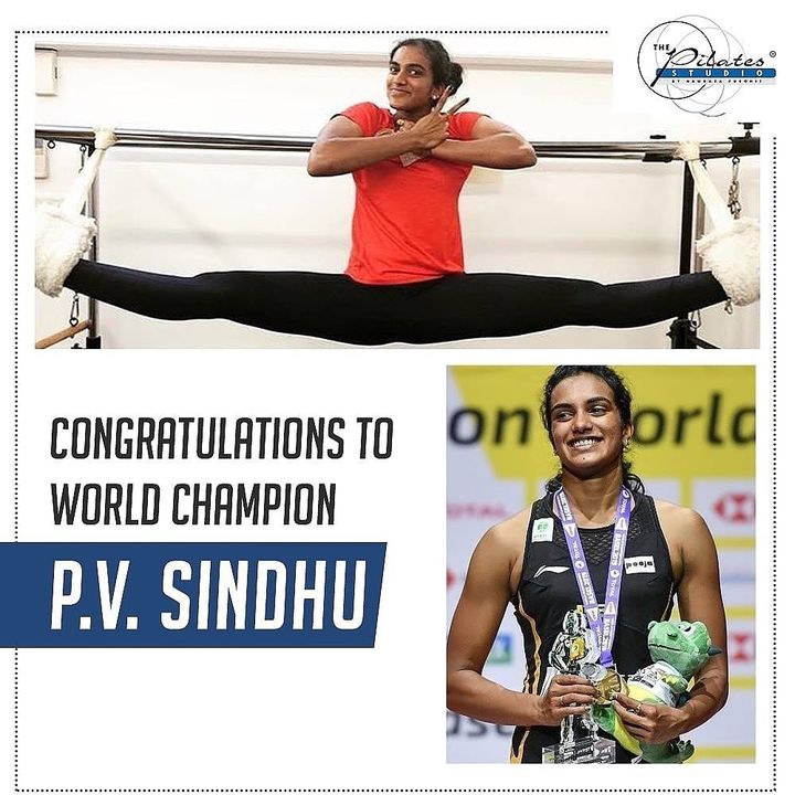 Congratulations to the Indian shuttler, P V Sindhu, who created history by winning the first-ever gold medal at BWF — Badminton World Federation. 
.
This is a proud moment for the entire country. Your magic on the court, hardwork and perseverance enthralls and inspires millions. 💪🏻
.
.
.
#Pilates #ThePilatesStudio  #CelebrityTrainer #YoungestCelebrityInstructor #FitnessEnthusiast #Fitness #workout #fit #followtrain  #celebrity #InstaFit #FitnessStudio #Fitspo  #Workout #WorkoutMotivation #fitness 
#pilatesgirl #pilatesbody  #followmeplease #igers #fitnessforever #workhard #workhardplayhard #badmintonplayer #champion
