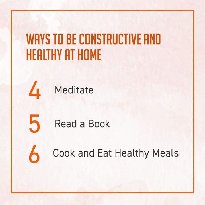 Being on lockdown doesn't have to be boring, not if you keep yourself occupied. From learning a language to organising your wardrobe, updating your CV to writing a novel, there are plenty of productive things you can take up to pass the time - why not start right now?
.
.
Here are 6 ways to be constructive and Healthy at Home:
1 - Workout Regularly.Train Online
2 - Clean and Declutter
3 - Take up an Online Course 
4 - Meditate
5 - Read a Book
6 - Cook and Eat Healthy Meals
.
.
.
.
.
. 
#Pilates #PilatesCommunity #Fitness #FitnessEnthusiasts #HealthTips #EatHealthy #Stretch #WorkOut  #Graceful #Relax #FitnessMotivation #InstaFit  #Fitspo 
#ThePilatesStudio #Strength  #PilatesGirl  #WorkoutMotivation #fitness #Exercise
#WorkoutFromHome #WorkoutAtHome  #strong