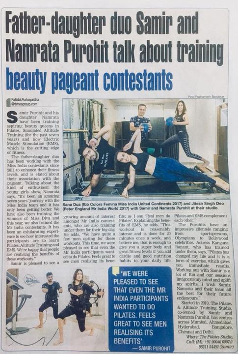 Bombay Times gives us a brief outlook on how the Father - Daughter duo Samir Purohit and NamrataPurohit teamed up to train the Beauty Pageant Contestants and the Bollywood Big-Wigs at The Pilates Studio - Mumbai (india) ! 

Read on to know more:- https://epaper.timesgroup.com/Olive/ODN/TimesOfIndia/