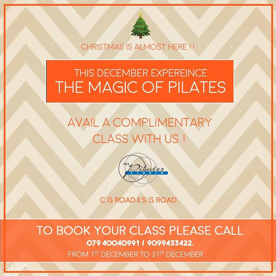 It's that time of the Year again! 🎄 
Let's Get into the Festive Spirit - The season of joy, festivities and good times! ⭐️ Avail a complimentary Pilates Class at @thepilatesstudioahmedabad ! Hurry! Don't miss this chance 🤸🏼‍♀️😁 For queries and bookings, please contact us: 9099433422/07940040991
www.pilatesahmedabad.in .
.
.
.
.
. 
#Pilates #PilatesCommunity #Fitness #Stretch #WorkOut #ThePilatesStudio  #FitnessMotivation #InstaFit #FitnessStudio #Fitspo 
#ThePilatesStudio #Strength #pilates #PilatesGirl #ahmedabad #Workout #WorkoutMotivation #fitness  #ahmedabaddiaries #india #igers #insta #fitnessjourney #beingfit #healthylifestyle #fitnessfreak  #weekendvibes