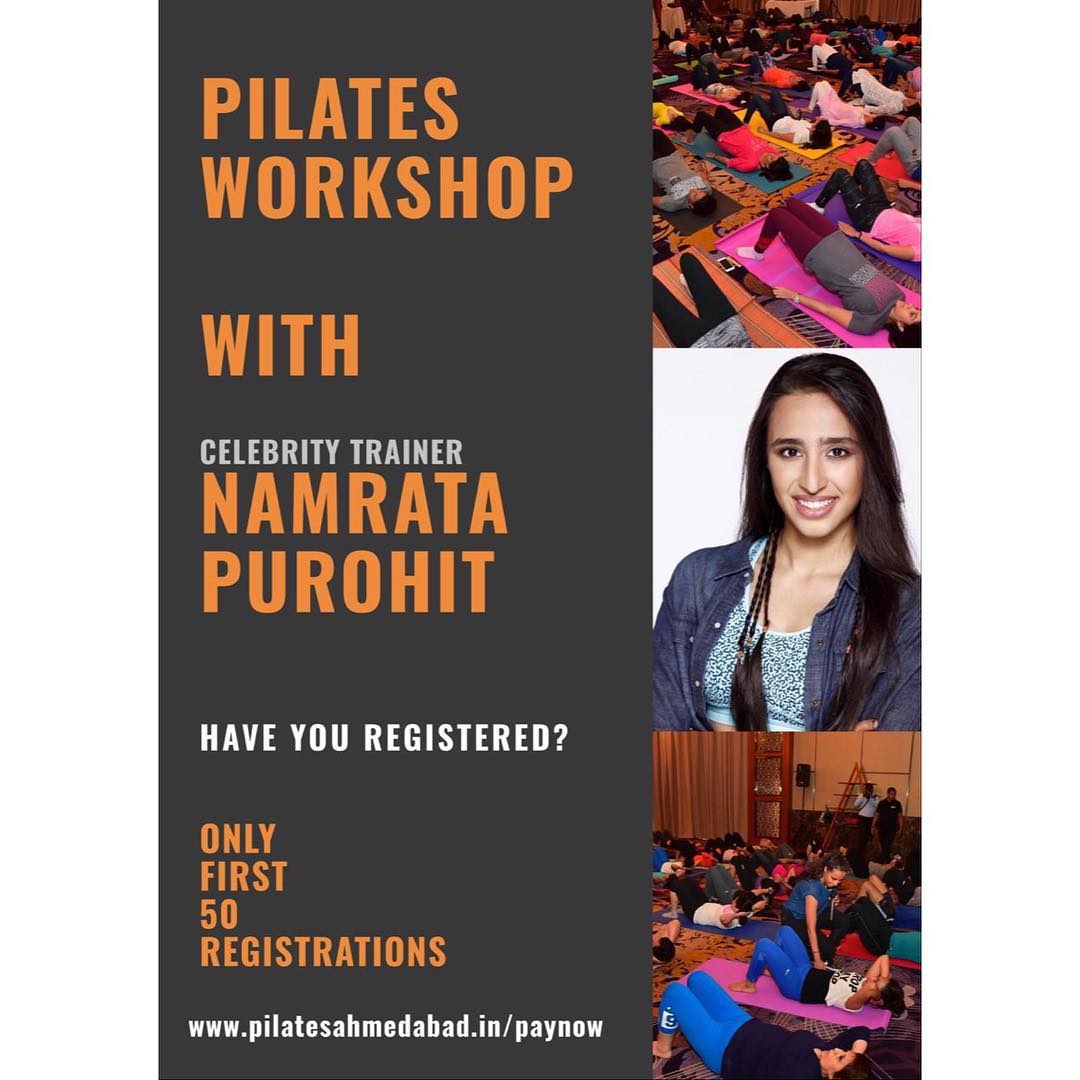 Ahmedabad!! Have you registered yet? 💃🏻
.
.
A fun #Pilates workshop with the #OriginalPilatesGirl & #CelebrityTrainer - @namratapurohit at the YMCA Club between 4pm - 6pm on the 29th of September’18. .
.
Get your tickets NOW - Link in the bio 👉🏻
.
.

Hoping to see you all soon. 
Let’s #TrainSmart 😁💪🏼
.
.
.
.
Contact us for queries on: 9099433422/07940040991
www.pilatesaltitude.com
.
.
. 
#Pilates #PilatesCommunity #Fitness #FitnessEnthusiasts #HealthTips #EatHealthy #Stretch #WorkOut #ThePilatesStudio #Graceful #Relax #FitnessMotivation #InstaFit #StottPilates #FitnessStudio #Fitspo 
#ThePilatesStudio #Strength #pilates #PilatesGirl  #Workout #WorkoutMotivation #fitness #Exercise